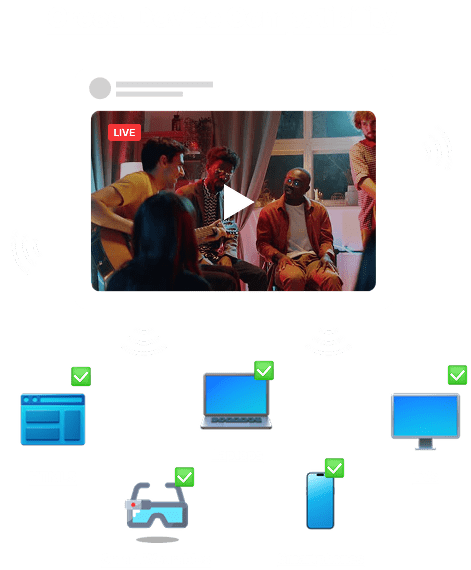 Cross-platform HLS live streaming with Livepush — works seamlessly on web browsers, iOS, Android, Smart TVs, and OTT players.