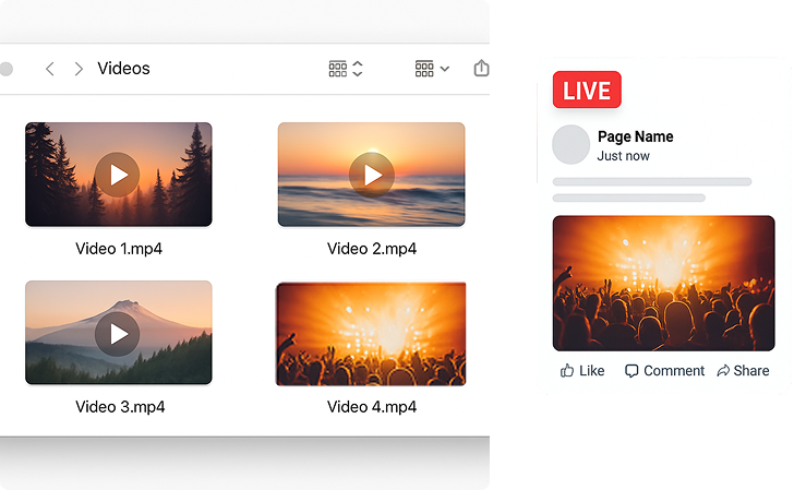 live stream from recorded videos instantly