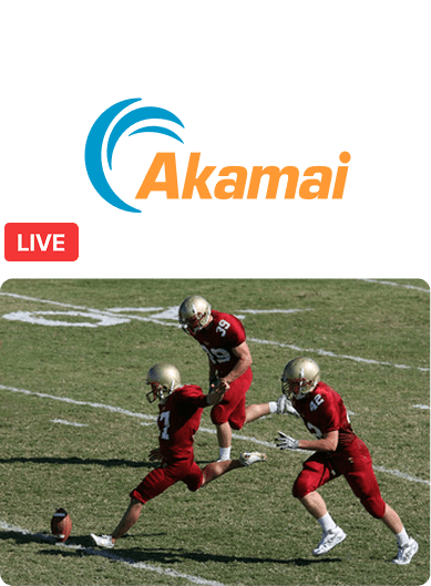 Low-latency HLS live streaming delivered by Livepush using Akamai’s 300+ Tbps global CDN network.