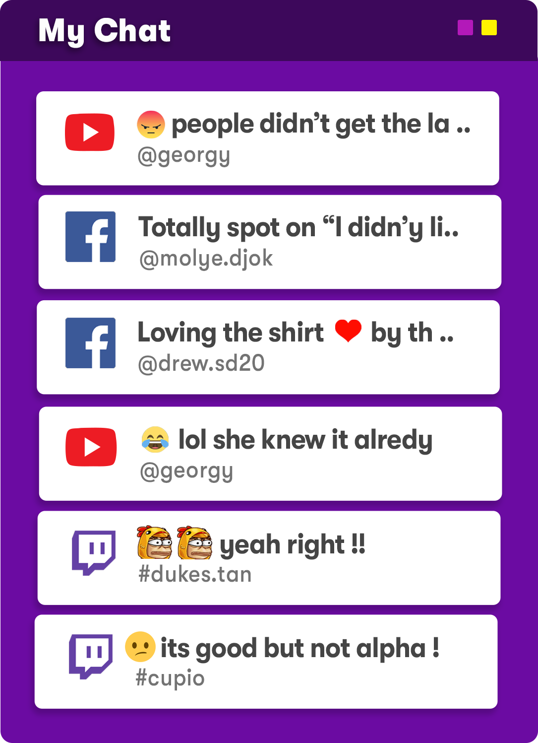 Chat overlay with options to customize font, color, and placement