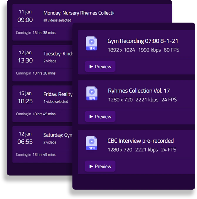 Create Multiple Live Schedules with Pre-recorded MP4 videos