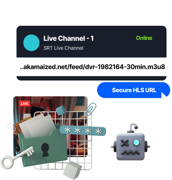 Secured M3U8 URLs in Livepush for HLS live streaming with token authentication and protected access.
